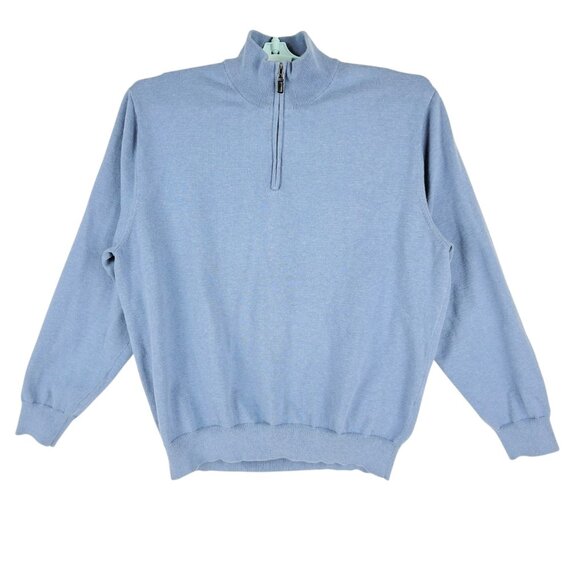 Jos. A. Bank Men's Blue 1/4 Zip Pullover Blue Sweater Size XL 100% Pima Cotton - Picture 1 of 9